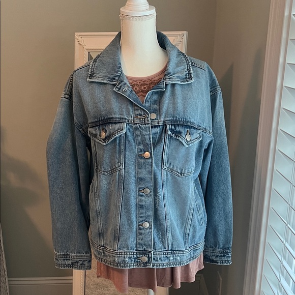 Celebrity Pink Jackets & Blazers - Celebrity Pink oversized jean jacket, size XS.